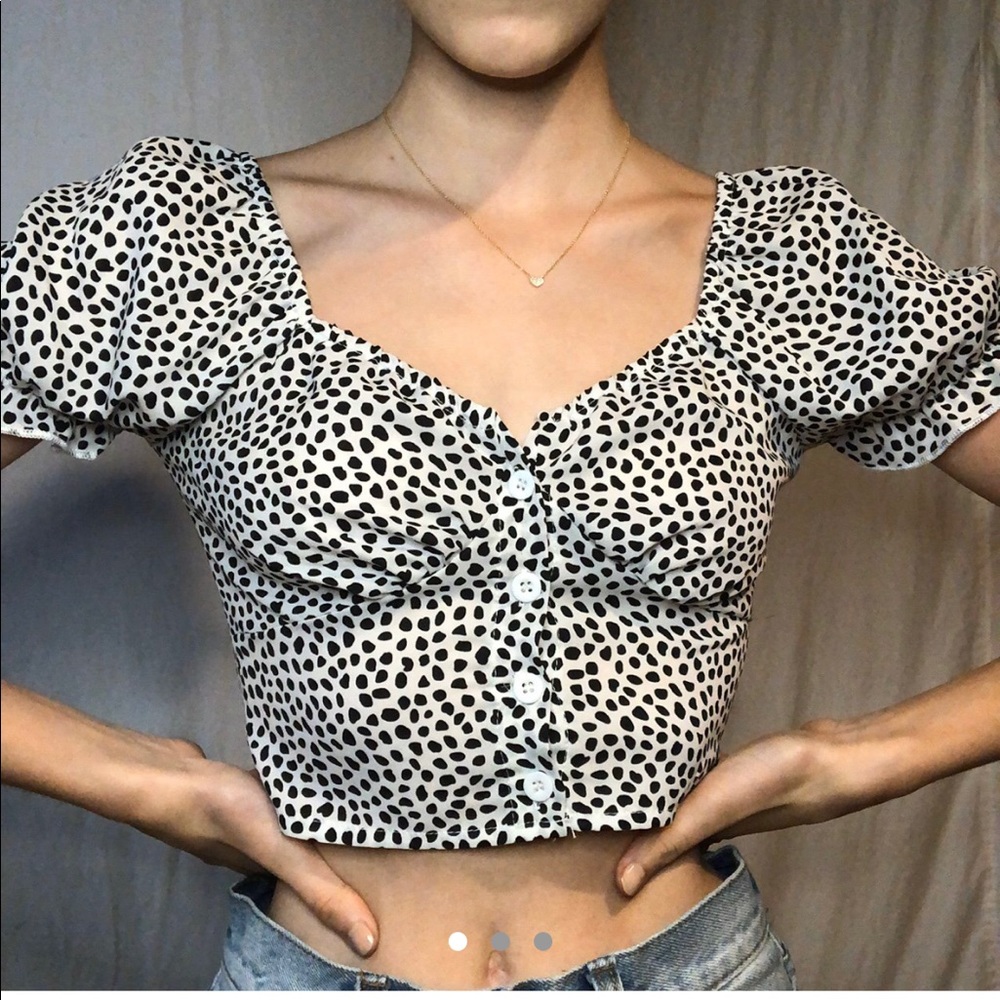 Off the shoulder polka dot top